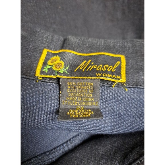 Mirasol Woman Plus Size 2X Black Denim Trucker Jacket Rhineston Studded Collared - Picture 10 of 11